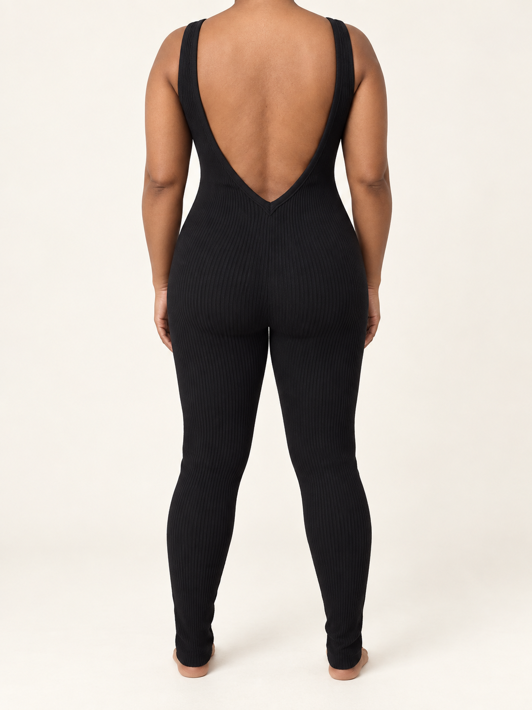 The Becoming Deep-V Ribbed Jumpsuit